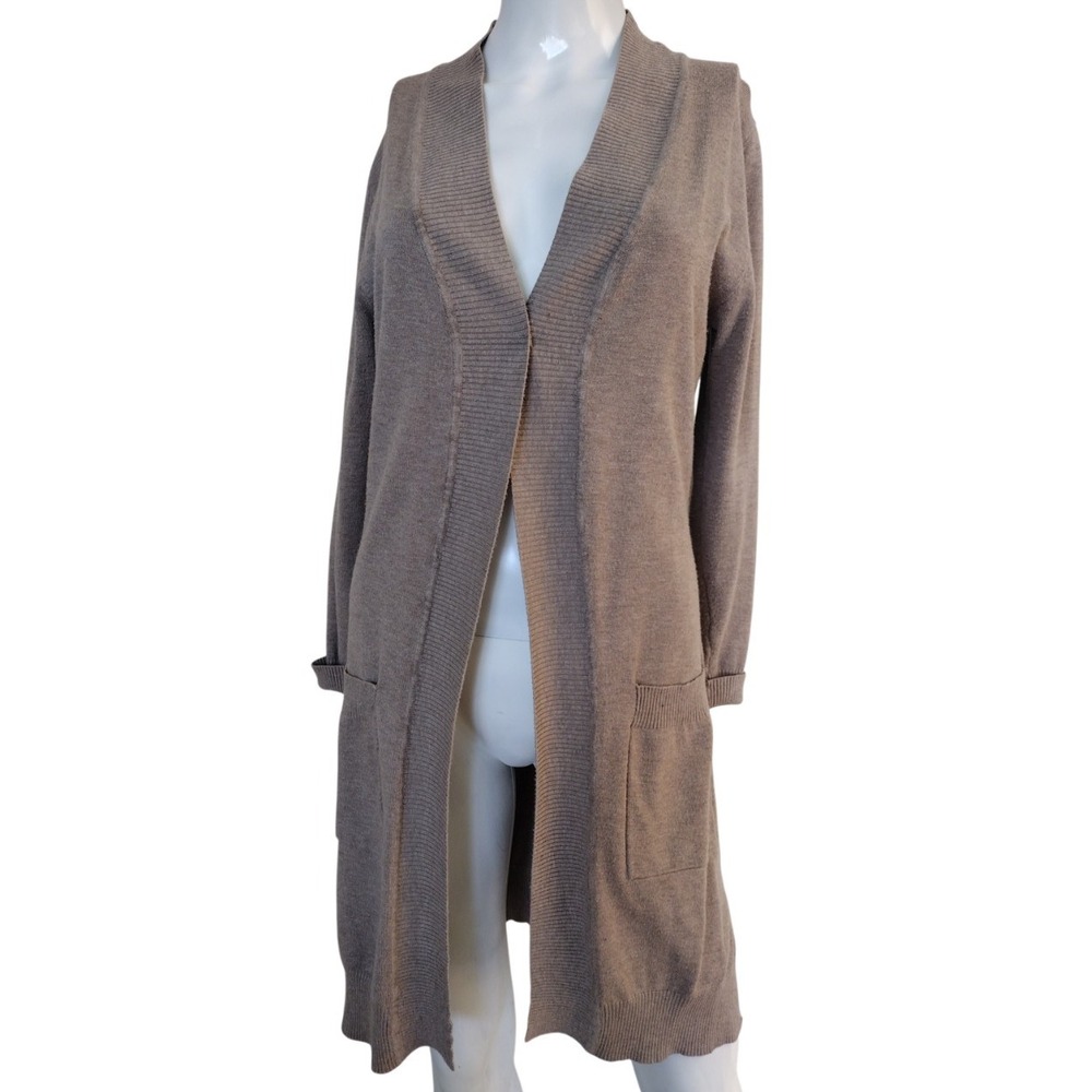 Cielo Cardigan Woman M Brown Open Front Knit Pockets Long Sleeves Slits